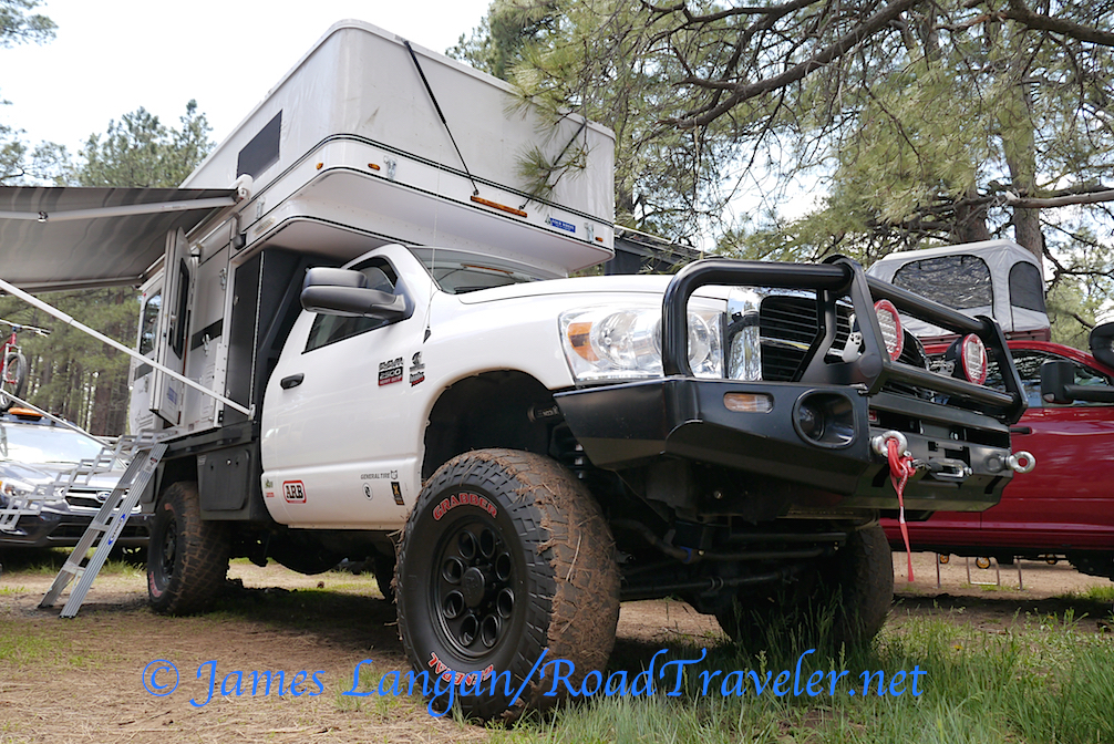 Mario Donovan, co-owner of AT Overland Equipment, built this Third Gen. recently. An ARB bumper protects the nose, and a Four Wheel Camper mounts to a custom flatbed.
